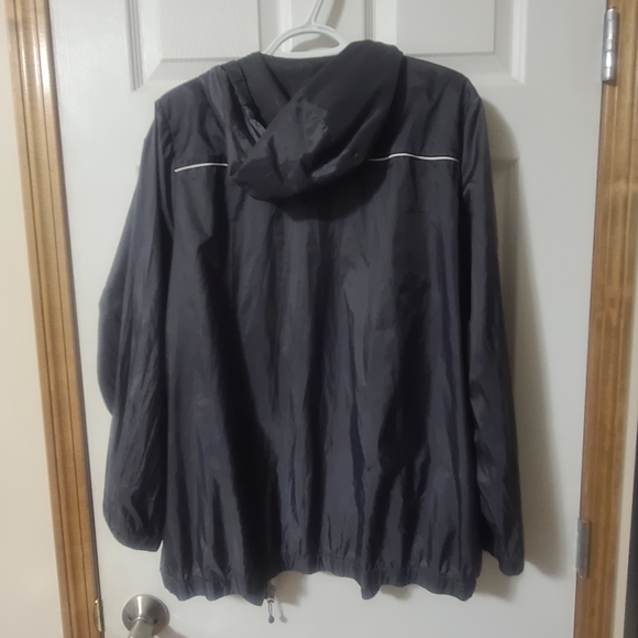 Women's Black Hooded Windbreaker Jacket - Picture 2 of 5